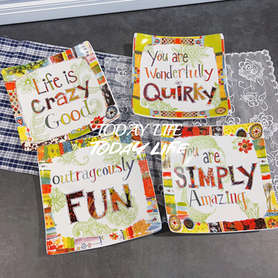 外贸尾货 小方盘 厚瓷英文字母多巴胺碟ideas para pintar四个装