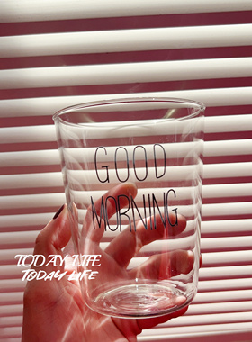 复古耐热高硼硅早安GOODMORNING英文字母灯工玻璃早餐牛奶杯子