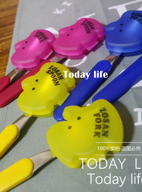 高颜值ins！Kitchen Unique可爱卡通树脂便携勺子儿童不锈钢叉子