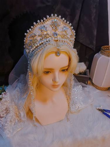 Lolita圣母光环雪国俄罗斯头冠走秀皇冠写真头饰都铎冠都铎帽