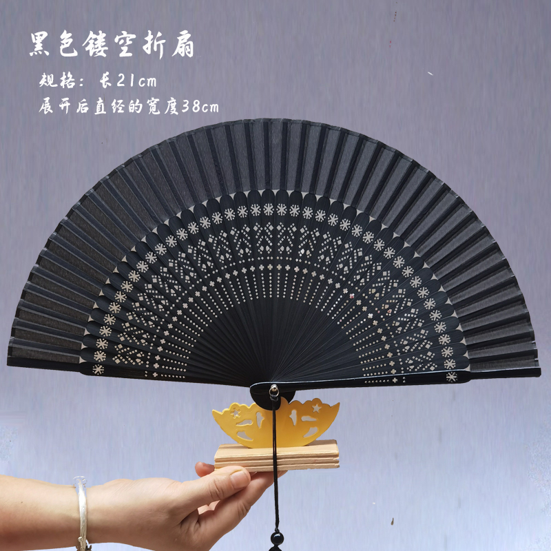 中国风绿色折扇古典随身携带折叠