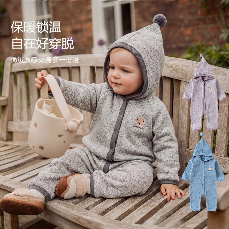 婴幼儿冬款连帽连体衣2026北欧风