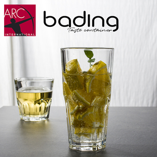 Luminarc/乐美雅钢化玻璃花岗岩直身威士忌莫吉托加冰饮料酒杯桌