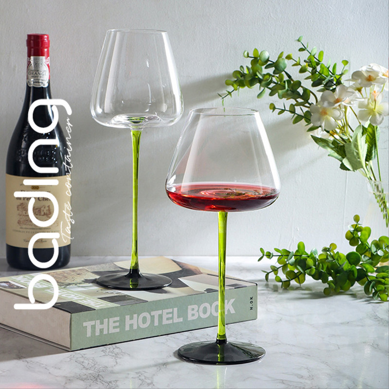 绿挺黑底凹底红酒杯子水晶玻璃葡萄酒杯创意黑领结彩色杯杆高脚杯,餐饮具,葡萄酒/红酒杯,淘宝优惠券,粉丝福利购,淘宝优惠卷