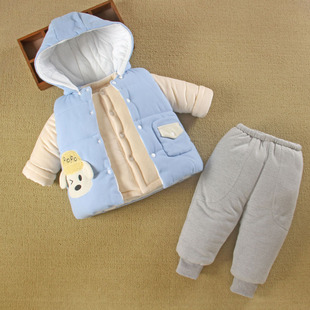 三件套婴儿衣服外出服0一1岁男宝宝冬装加厚棉服袄分体外套装季天