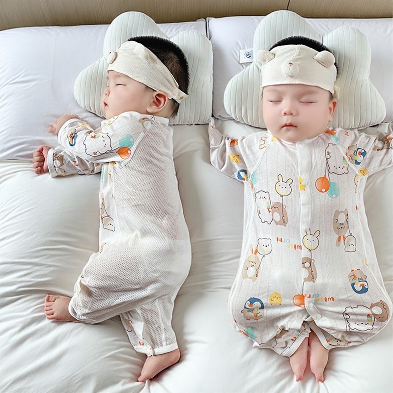 小月龄薄款a类春夏男婴儿衣服初早秋装纯棉女宝宝连体空调服季天