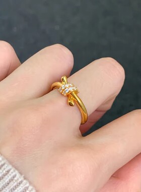 黄金绳结戒指女2026新款999足金小众戒指生日礼物送女朋友送老婆