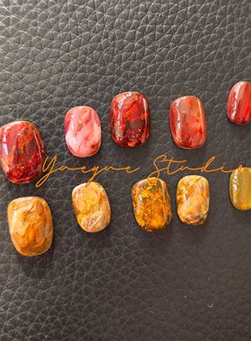 新年金光闪闪开运红色金色系过年发财晕染高级感穿戴甲