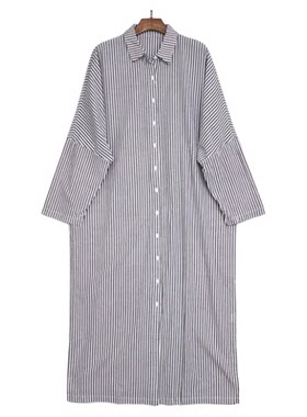 通勤直筒裙棉落肩袖衬衫裙