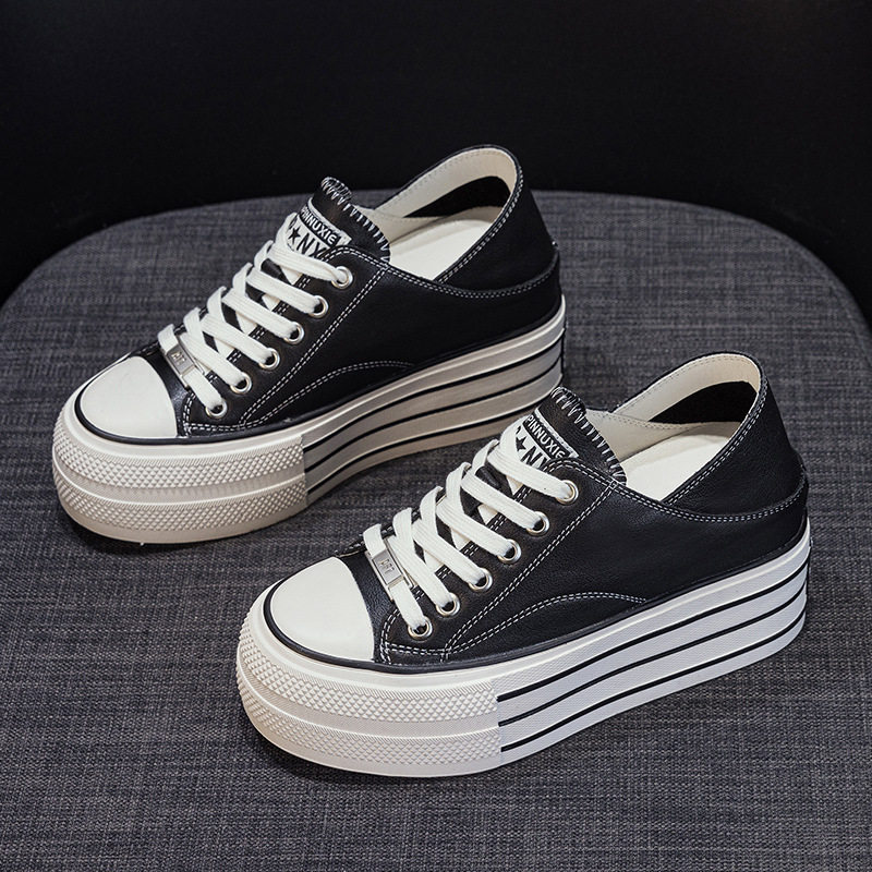 厚底头层牛皮两穿单鞋女2026春季新款小个子内增高松糕小白鞋百搭,女鞋,松糕（摇摇）鞋,淘宝优惠券,粉丝福利购,淘宝优惠卷