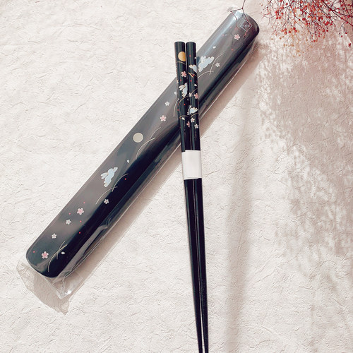 樱花兔子猫咪盒装餐具竹筷实木筷