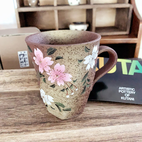 九谷烧复古陶器樱花马克杯