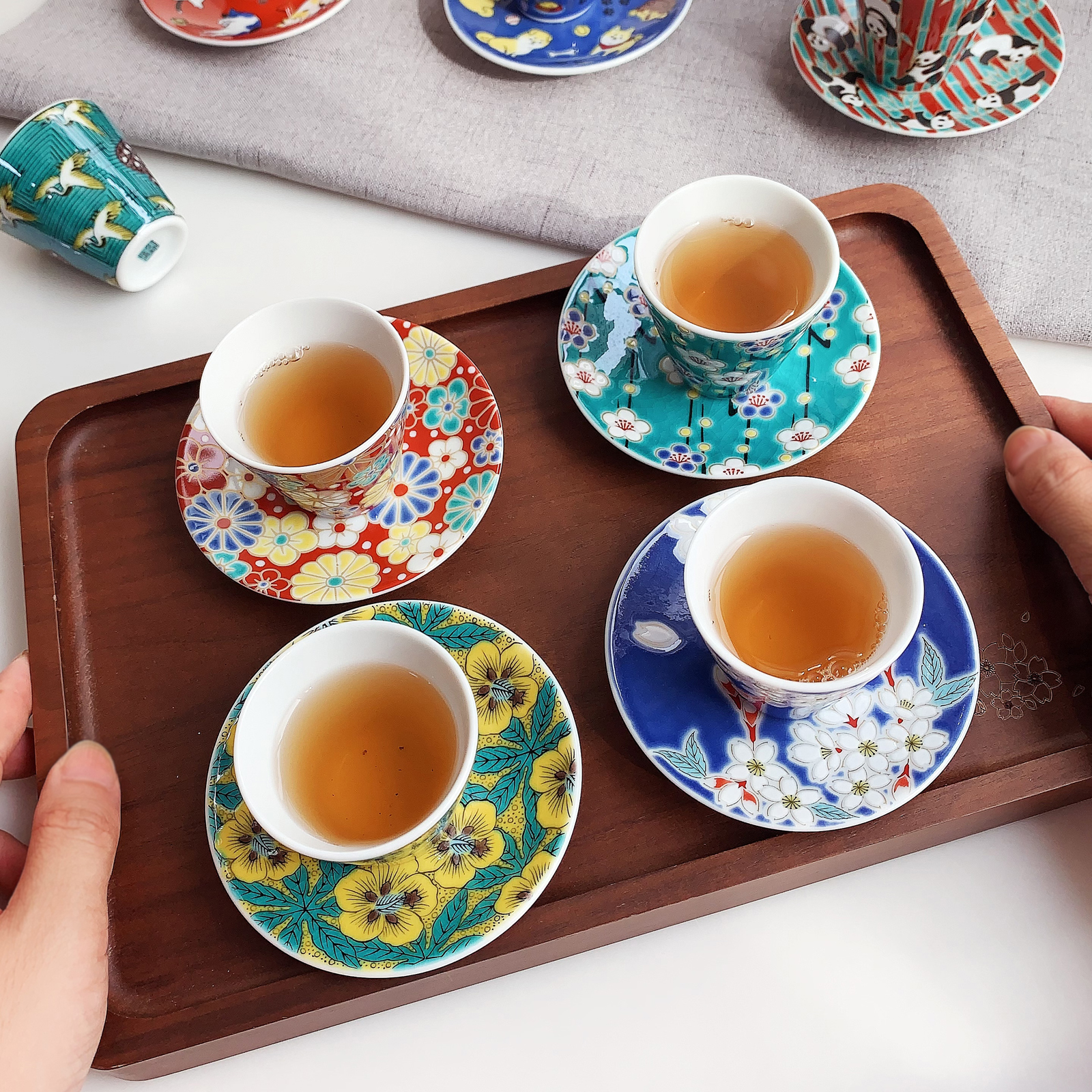 古典达摩相扑樱熊猫日式清酒杯