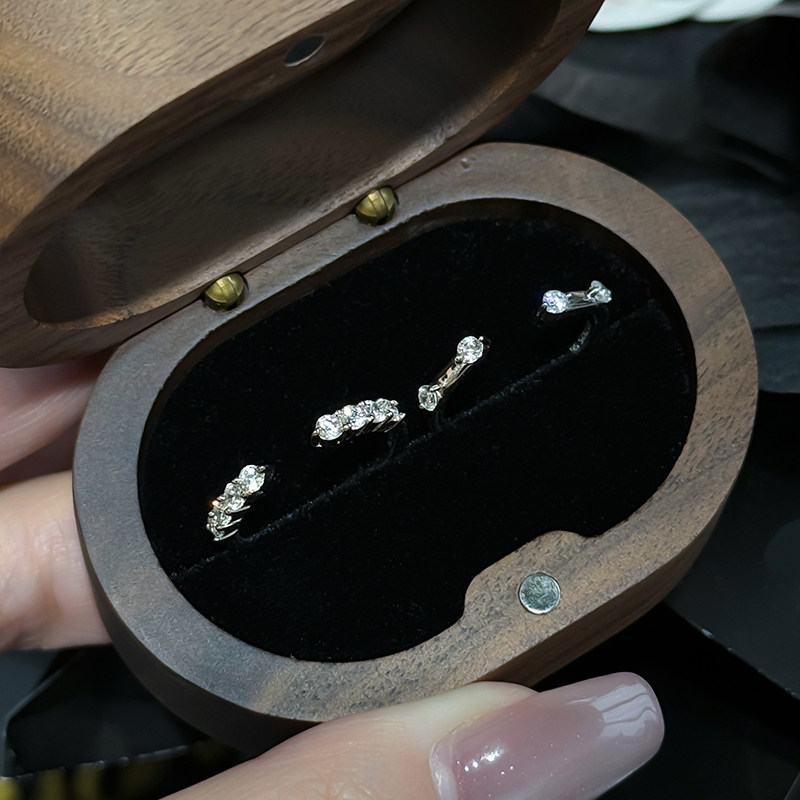 INS风百搭叠戴开口戒指镶钻