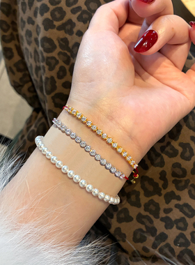 超闪红绳钻石手链仿真钻男女可戴