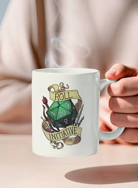 博德之门3先手主动权马克杯咖啡骰子跑团COC周边礼品喝水杯子陶瓷