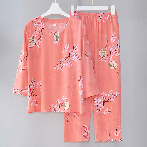 中老年女棉绸套装人造棉家居服
