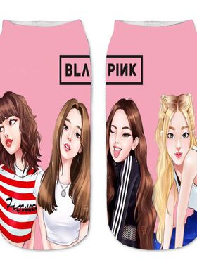 卡通袜子 动漫BlackPink周边袜子3D印花男女棉袜运动袜
