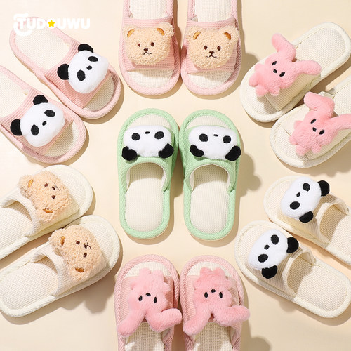 儿童拖鞋女童女孩2025新款防滑四季室内大童专用亚麻公主家居女款