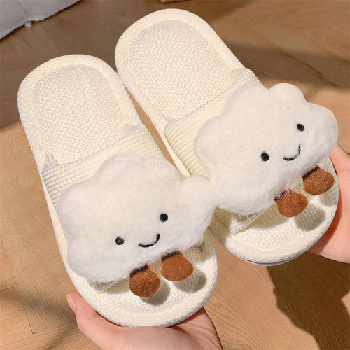 儿童拖鞋女童女孩2025新款防滑四季室内大童专用亚麻公主家居女款