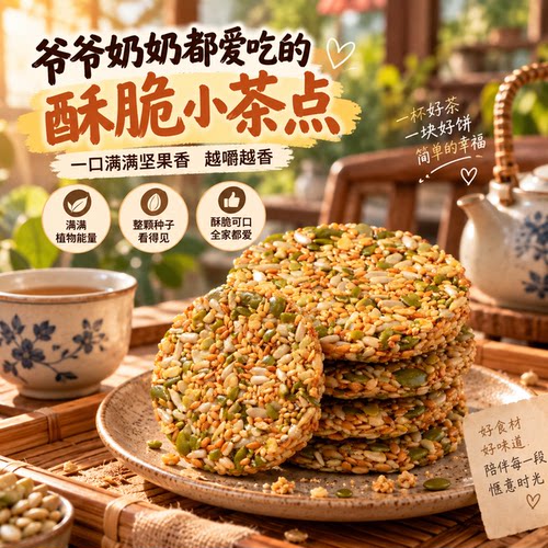 老人茶歇种子循环饼干亚麻籽南瓜