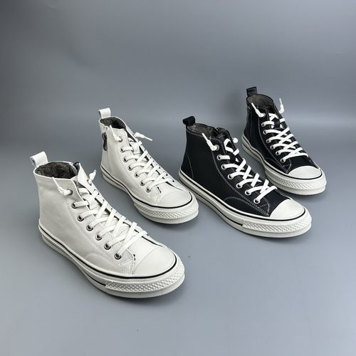 加绒平底高帮鞋牛皮板鞋