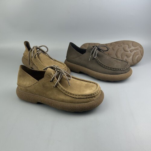 欧美范磨砂牛皮大头两穿休闲女鞋