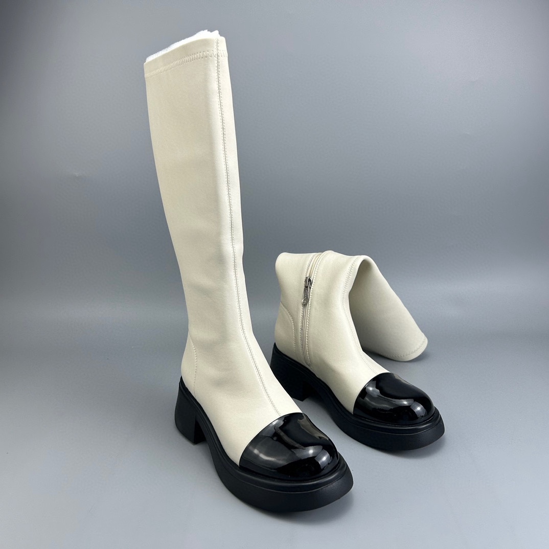 微弹拉链长靴真皮女靴好品质