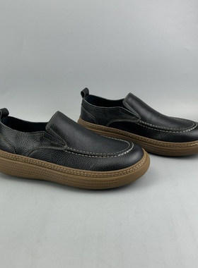 D家16年老店 欧美风宽头套脚休闲男鞋 实线真皮男皮鞋 百搭 6601