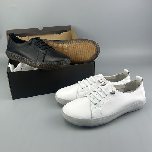 牛皮女鞋松紧带平底显瘦单鞋