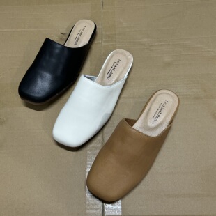 休闲半拖穆勒鞋 牛皮包头拖女皮拖 包脚美貌2618 时尚 D家16年老店