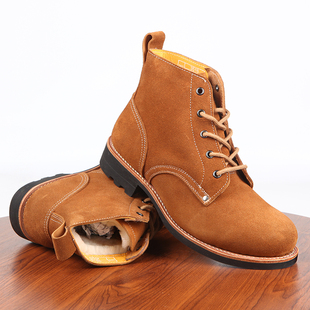 3516羊毛保暖陆空战士皮靴高帮棉皮鞋冬翻毛真皮棉靴户外登山靴男