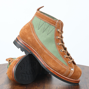 3516厂狗牙跳伞靴固特异手工踢死牛伞兵靴短脸工装靴真皮空降靴男