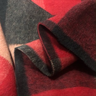 秋冬红黑灰格子双面羊绒面料挺括厚实保暖大衣西装马甲裙时装布料