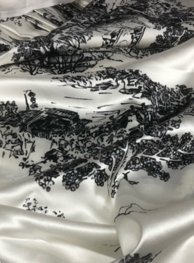 清明上河图真丝缎面桑蚕丝弹力柔软爽滑中国风连衣裙衬衫旗袍布料
