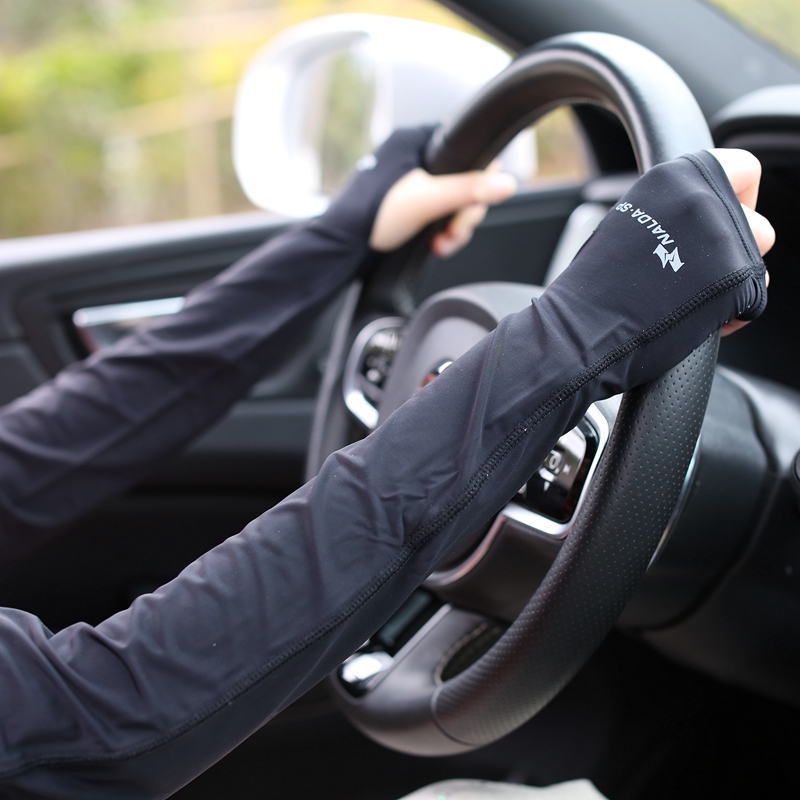 夏天防晒冰丝半指袖套男女款透气运动户外骑行高弹防紫外线手臂套