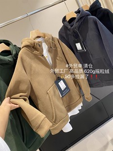 IN BLUE 外贸工厂订单！重磅620g！基础双面摇粒绒连帽情侣款外套