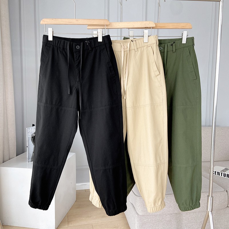 水洗棉质男装帅气工装束脚九分裤