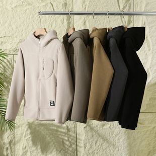 重磅900克 加绒加厚摇粒绒户外连帽保暖外套2525 一件过冬男女同款