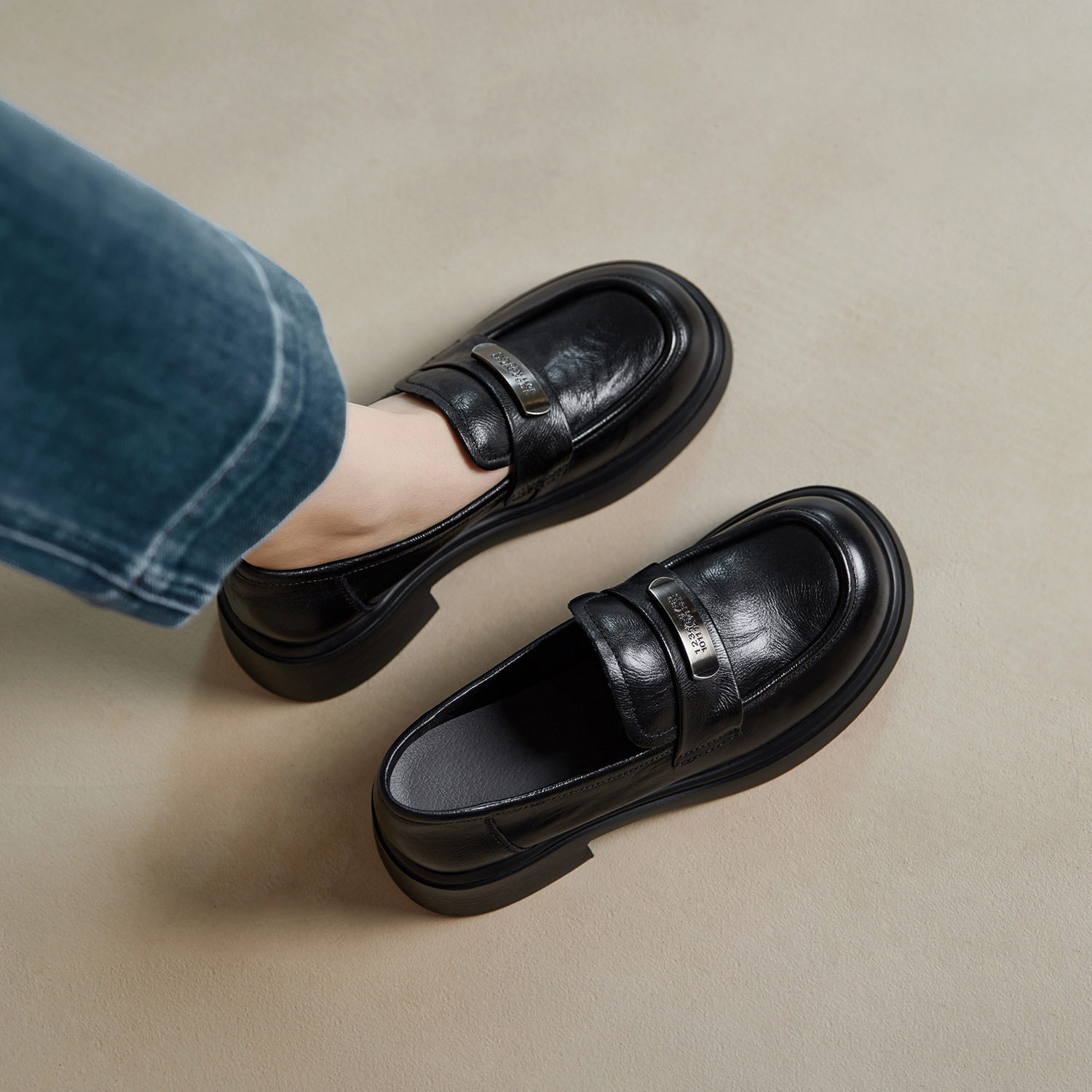 厚底乐福鞋女2026春新款头层牛皮复古学院风单鞋一脚蹬真皮小皮鞋,女鞋,乐福鞋（豆豆鞋）,淘宝优惠券,粉丝福利购,淘宝优惠卷