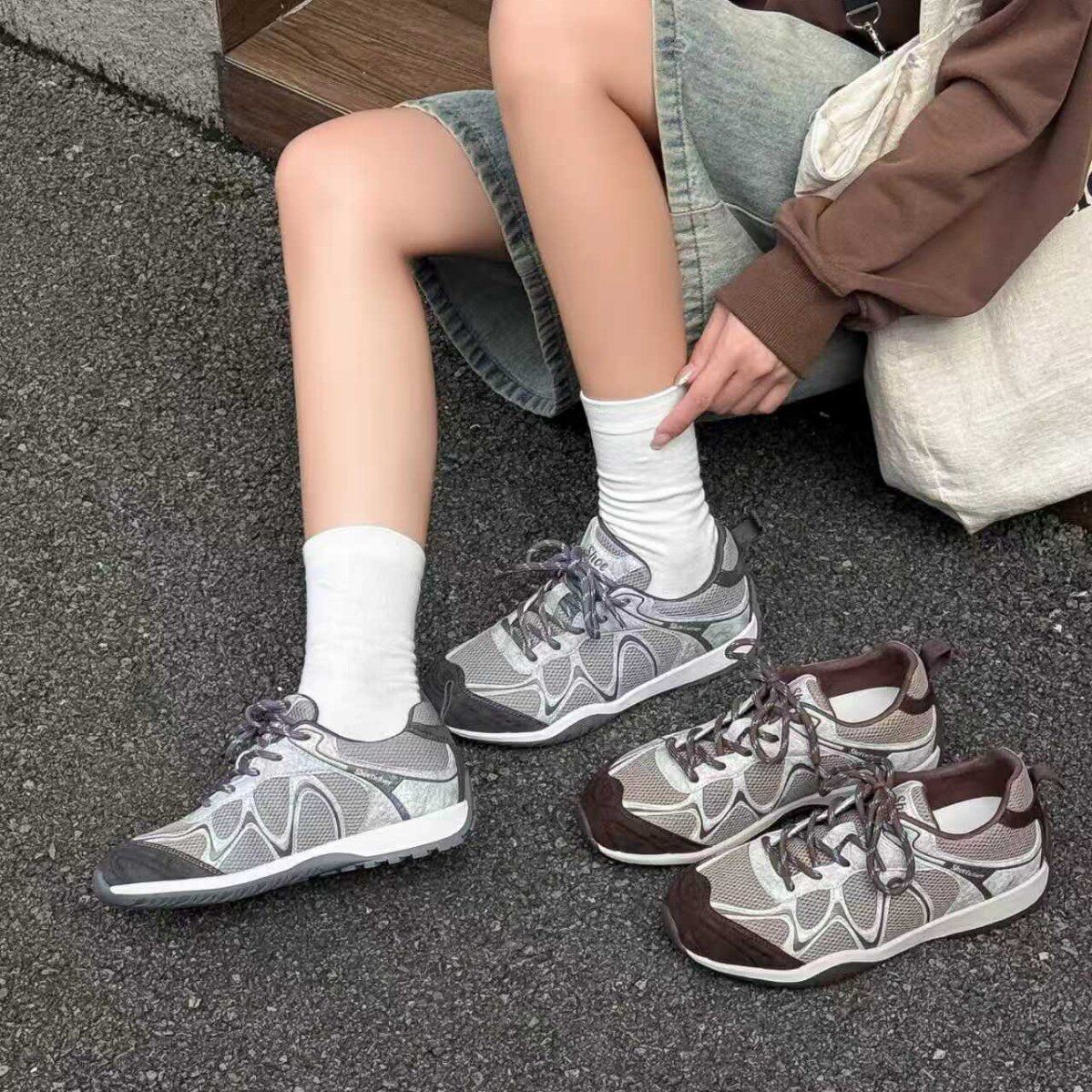 原版款软皮厚底网面透气德训鞋女2026秋款时尚百搭阿甘休闲小白鞋