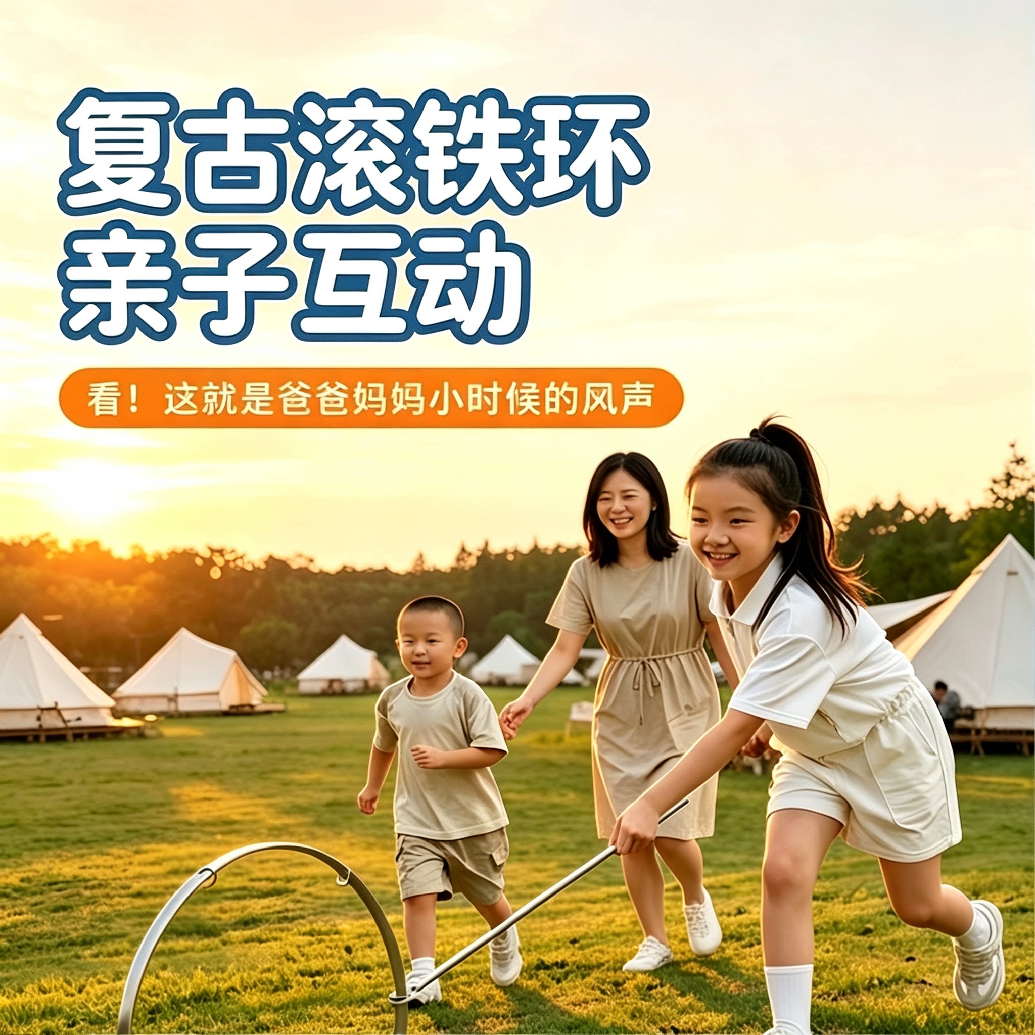怀旧708090后滚铁环成人学生户外运动科学健身滚推铁圈圆环