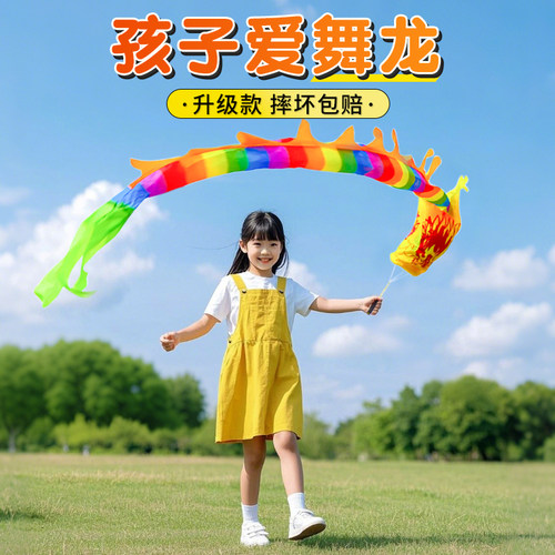 儿童舞龙甩龙彩带表演道具空竹龙