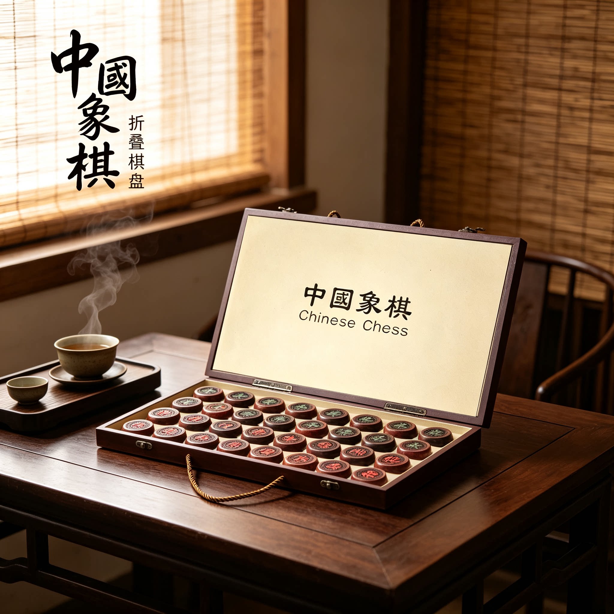 中国象棋儿童实木大号便携木质棋盘金丝楠木黑檀成人棋子套装高端