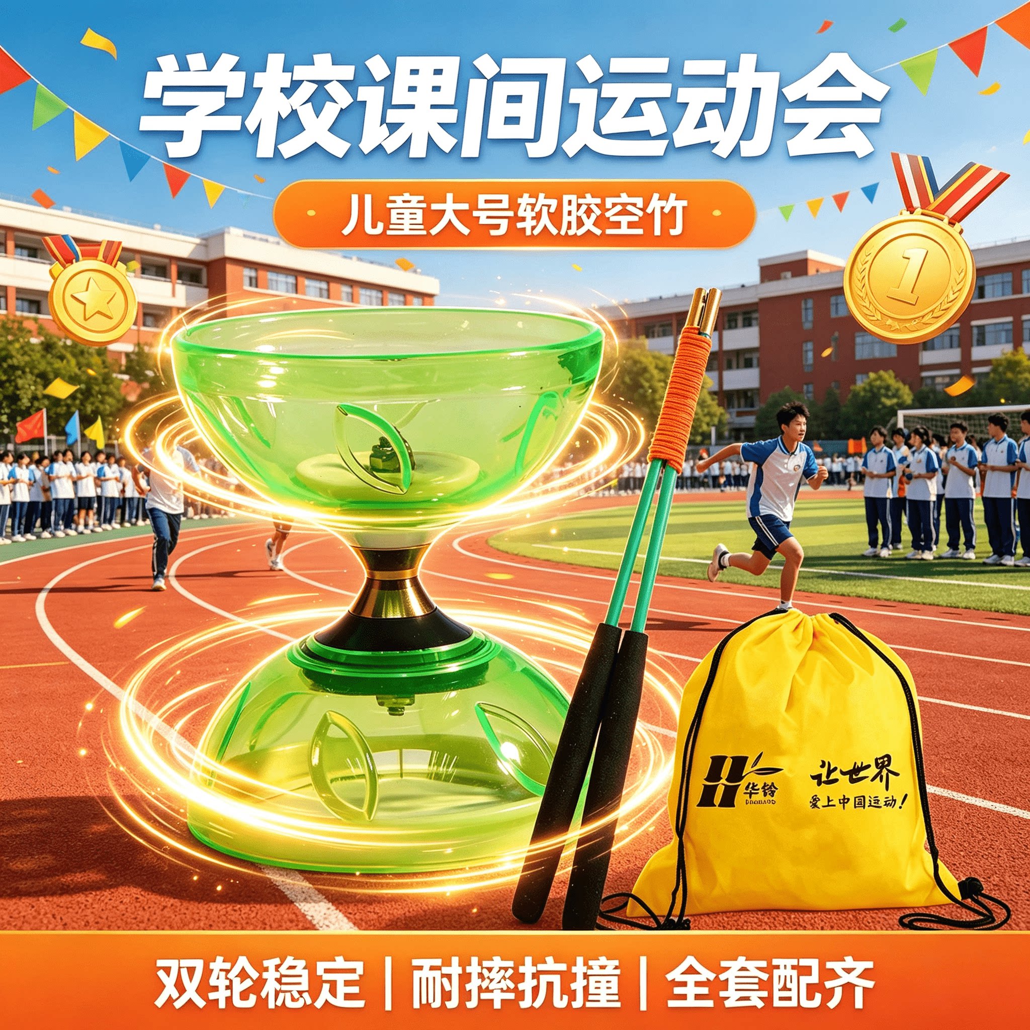空竹初学者扯铃儿童学生专用老人成人专业华铃双头五轴高级入门级