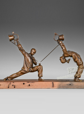 功夫茶摆件鸿鑫雕塑黄铜中式人物