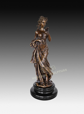 欧式黄铜花神少女雕塑工艺品摆件