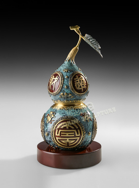 铜雕八宝招财葫芦JD161171高档斑斓彩精工艺酒店客厅玄关家居摆件