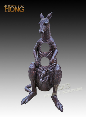 铜雕童趣袋鼠LS185大型动物工艺品酒店别墅花园户外落地摆件包邮