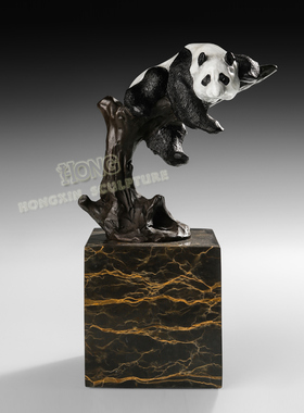 工艺礼品熊猫AL302办公室酒店客厅书房家居简约现代摆件铜雕包邮